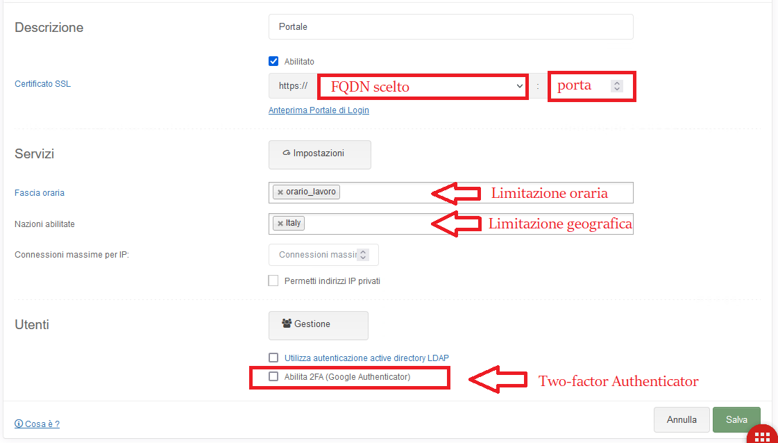 La configurazione dello Smart Portal