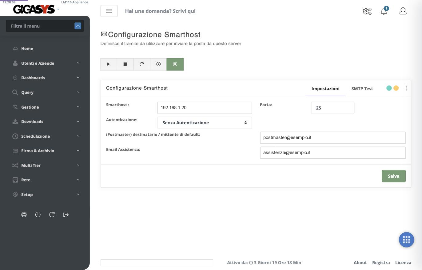 Configurazione dello smart host