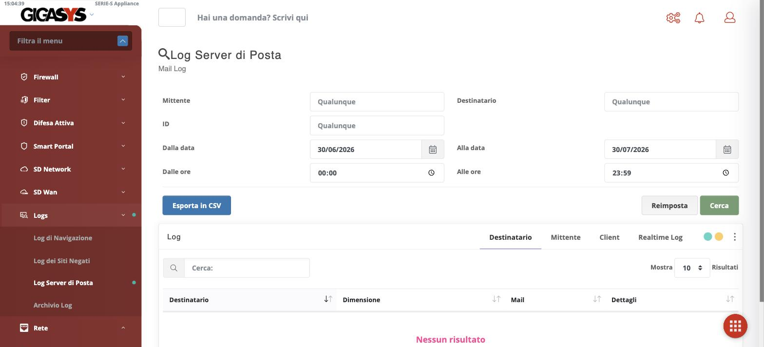 Il log del server di posta