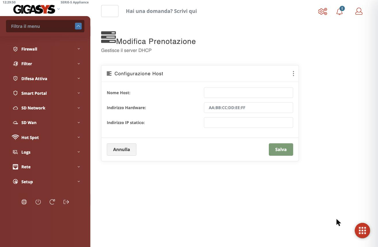 Il form di una prenotazione