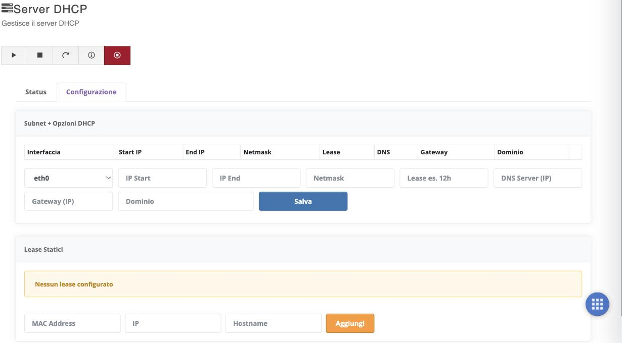 Configurazione del server DHCP