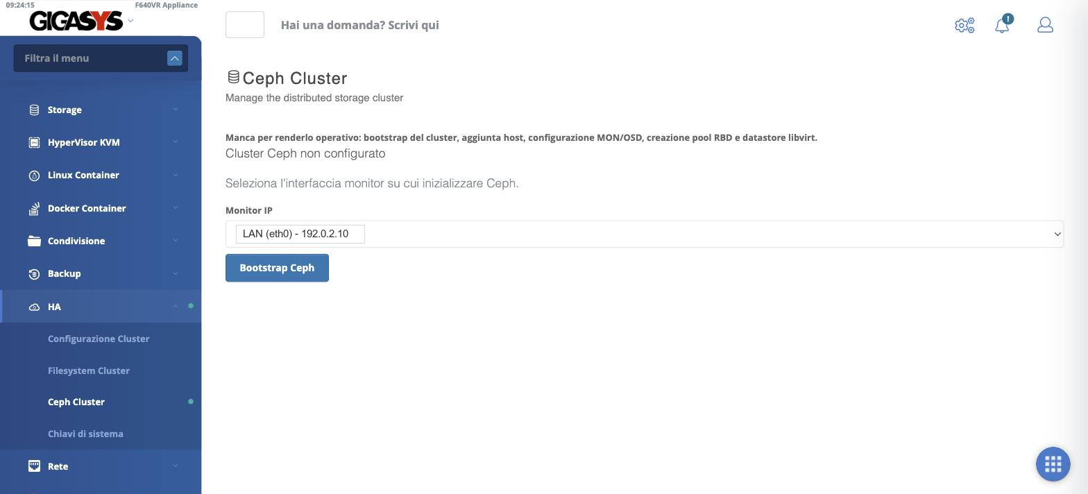 Bootstrap del cluster Ceph
