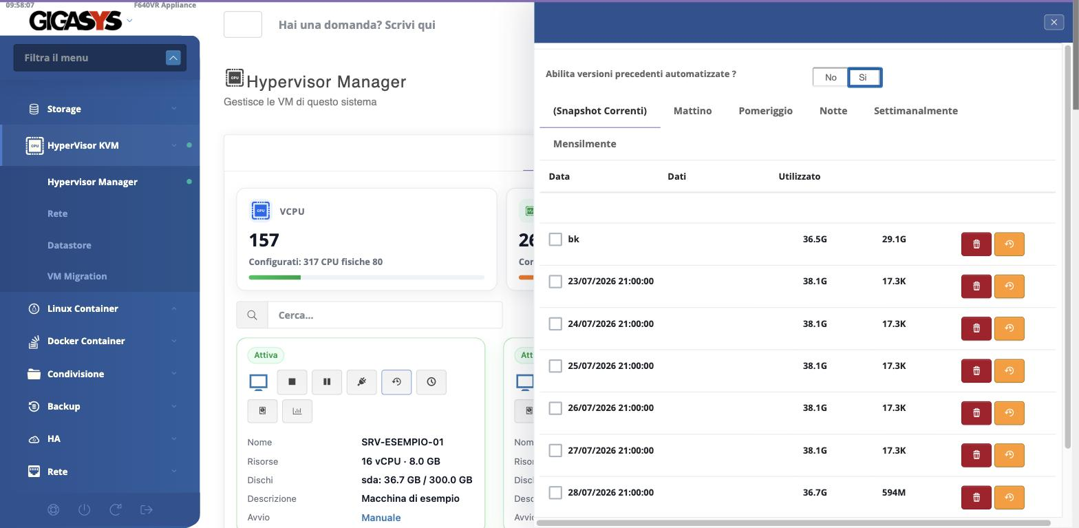 Lo Snapshot Manager di una macchina virtuale